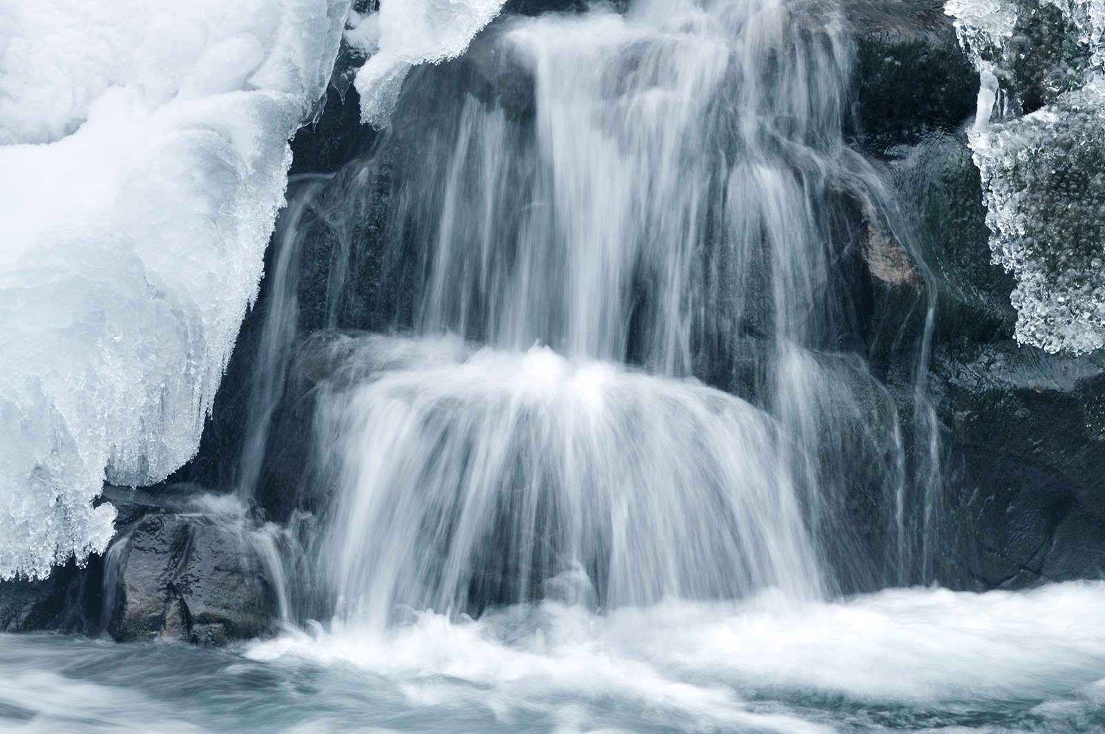frozen waterfall in winter