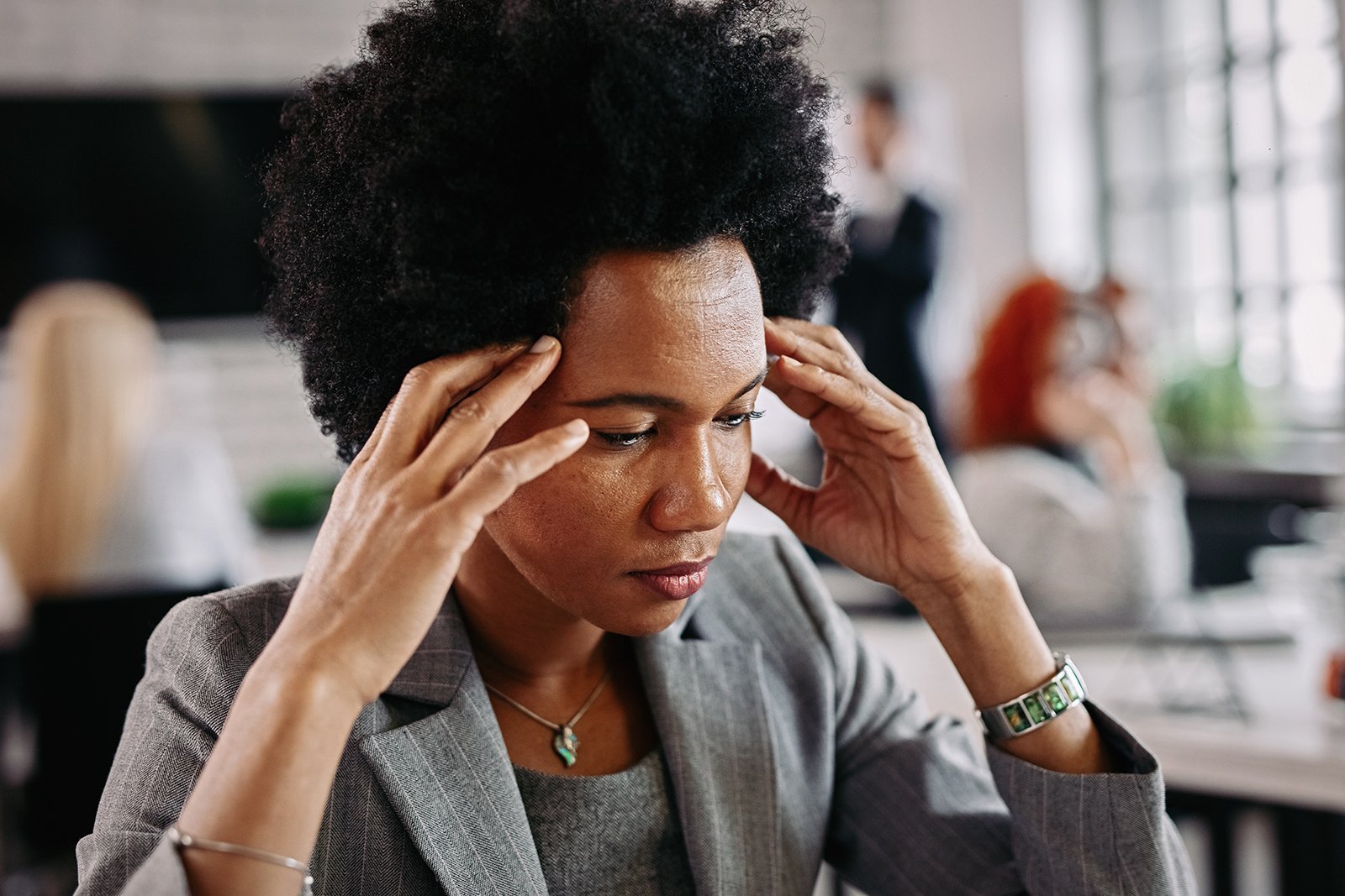 stressed out woman at work