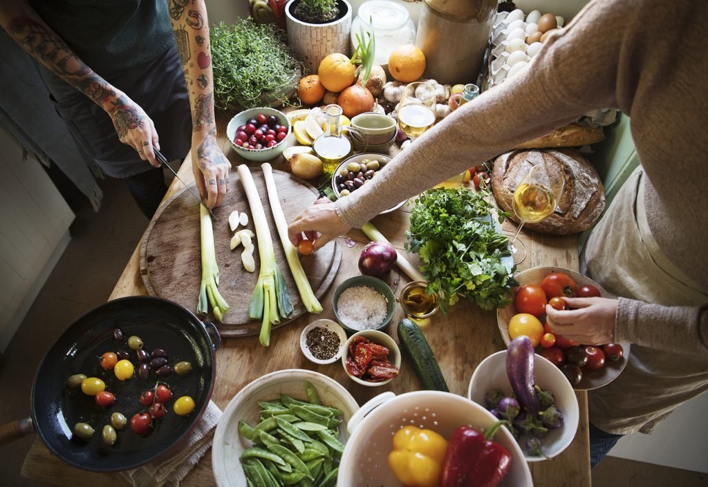 people eating healthy food