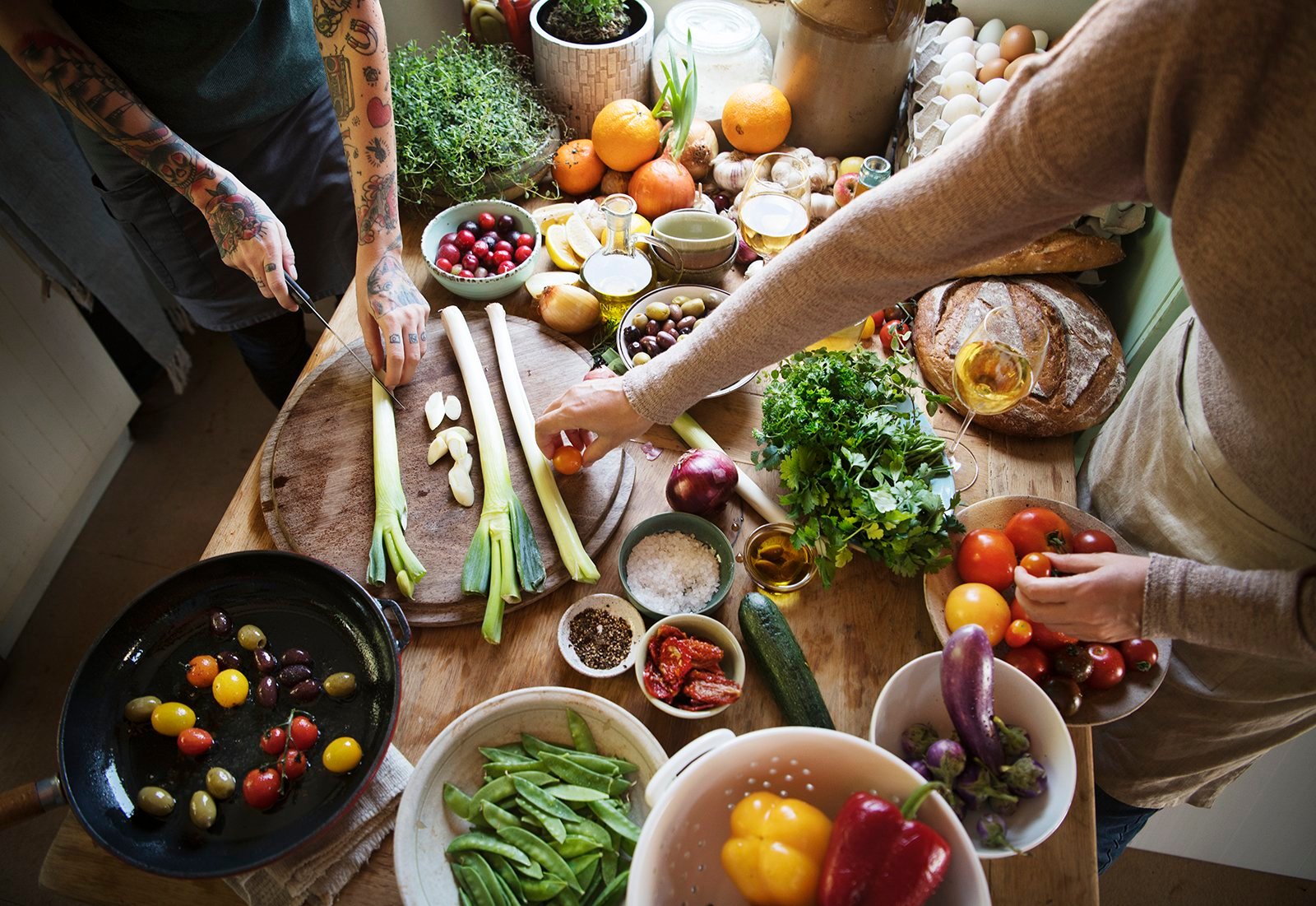 people eating healthy food