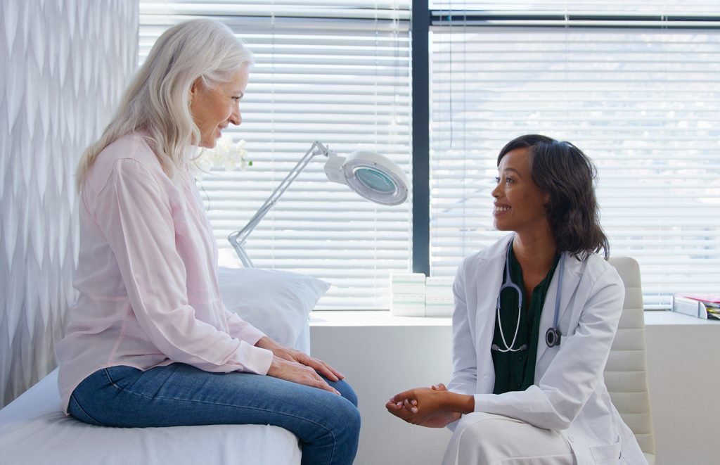 doctor talking to patient about if bio identical hormones are safe